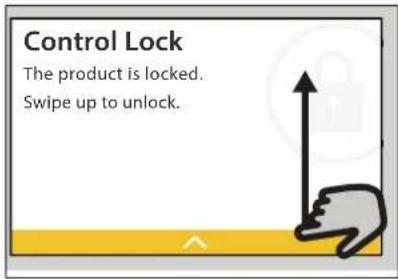 Control Lock The product is locked. Swipe up to unlock.