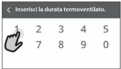 Inserisci la durata termoventilato. 1 2 3 4 5 7 8 9 0