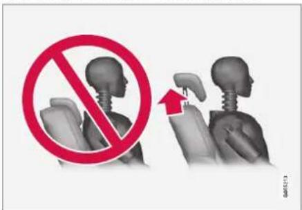 Diagram showing a no-prohibition sign over human head positions, indicating restricted posture or safety rules.
