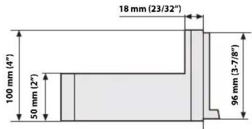 18 mm (23/32") 100 mm (4") 50 mm (2") 96 mm (3-7/8")