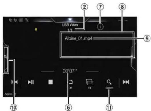 USB Video 1/1 Alpine_01.mp4 00'07" Alpine T Search ① ② ⑦ ⑧ ⑨ ⑩ ⑥ ⑪