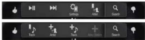 Screenshot of a software toolbar with icons for playback, settings, artist, search, track, and menu options.