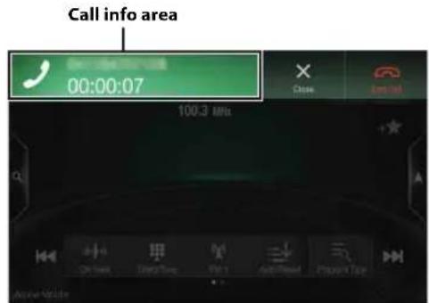 Call info area 00:00:07 100.3 MMs