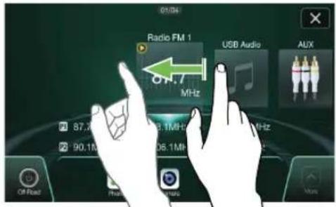 Radio FM 1 USB Audio ALUX MHz 87.2 MHz 90.1 MHz 06.1 MHz Off Road Photo Audio More
