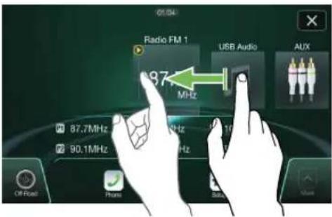 Radio FM 1 97.7 MHz USB Audio AUX 87.7MHz 90.1MHz Off Road Phone Radio Audio