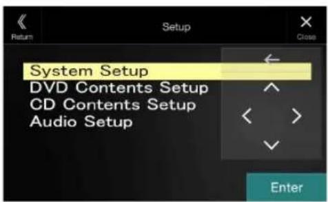 System Setup DVD Contents Setup CD Contents Setup Audio Setup Enter