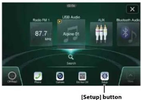 USB Audio Radio FM 1 87.7 MHz Alpine O1 ALIX Bluetooth Audio Search [Setup] button