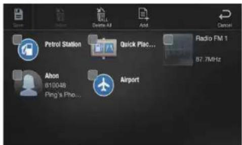 Save Delete A3 Add Cancel Petrol Station Quick Place... Radio FM 1 87.7MHz Ahon 610048 Ping's Pho... Airport