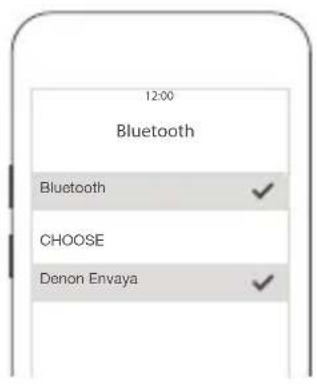 12:00 Bluetooth Bluetooth ✓ CHOOSE Denon Envaya ✓