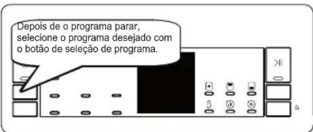 Depois de o programa parar, selecione o programa desejado com o botão de seleção de programa.