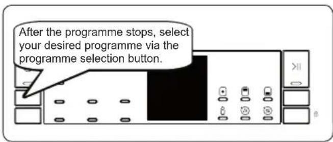 After the programme stops, select your desired programme via the programme selection button.