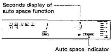 Seconds display of auto space function Auto space indicator