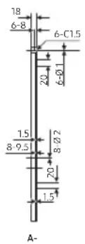 18 6-8 6-C1.5 20 6-Ø1 1.5 8-9.5 8-Ø2 20 1.5 A-