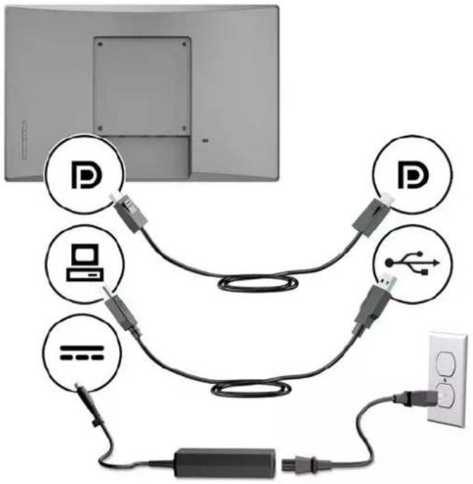 HP L7016t - 不透過 12 V 供電式 USB 選項,將觸控顯示器連接至零售系統電腦 - 1