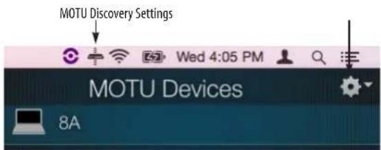 MOTU Discovery Settings MOTU Devices 8A
