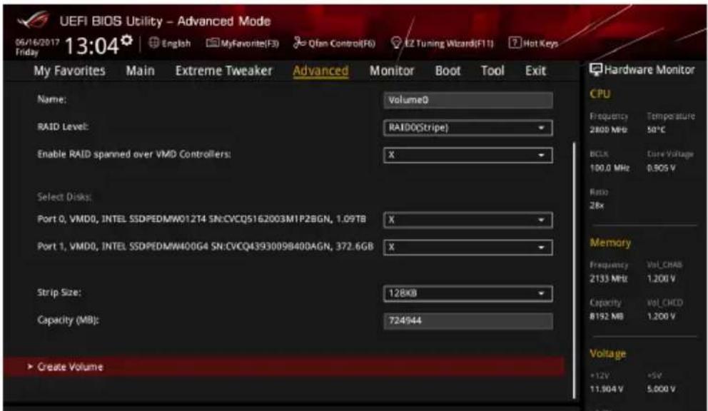 ASUS ROG Rampage VI Extreme Encore - Creating a RAID set - 5