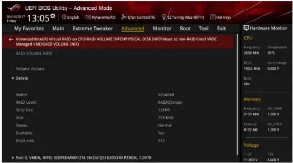 ASUS ROG Rampage VI Extreme Encore - To delete a RAID set: - 1