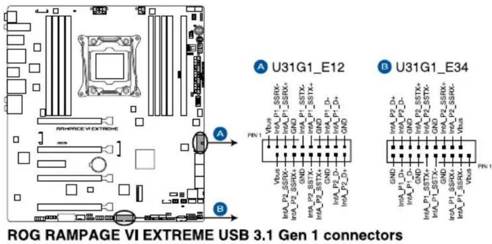 ASUS ROG Rampage VI Extreme Encore - USB 3.1 Gen 1 connector (20-1 pin U31G1\_E12; 20-1 pin U31G1\_E34) - 1