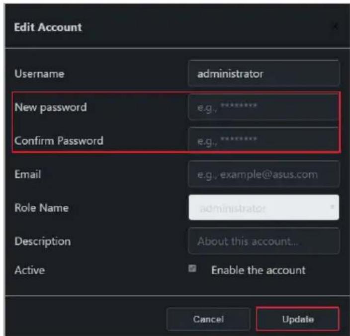 ASUS Pro WS X570-ACE - Changing the account password - 2