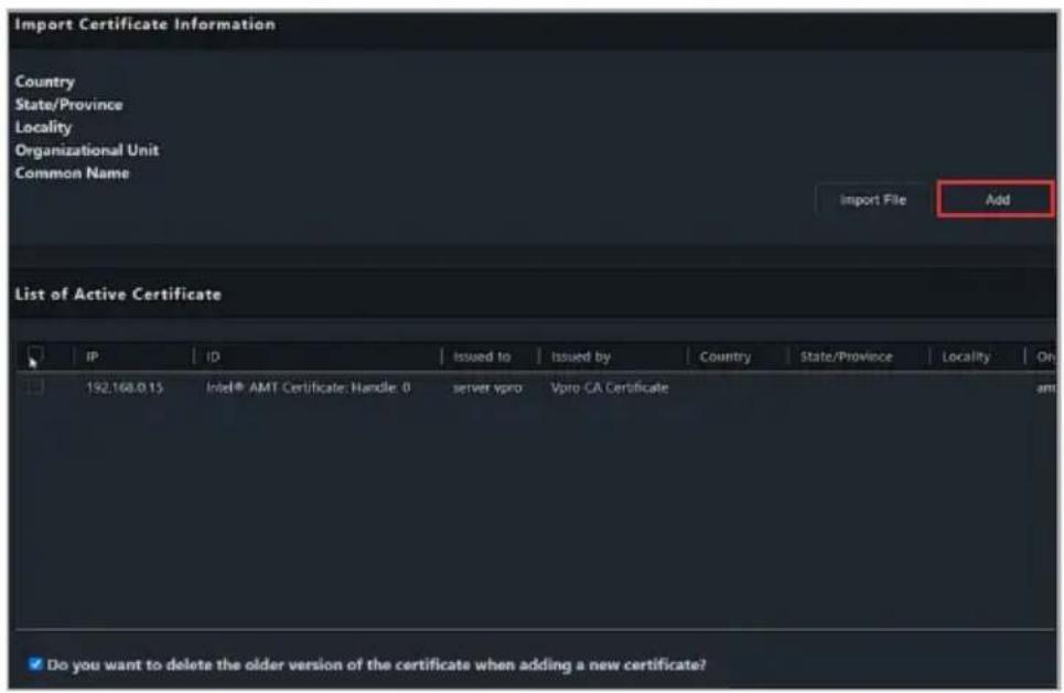 ASUS Pro WS X570-ACE - Click on Add the newly added certificate will be displayed in the List of Active Certificate block. - 2