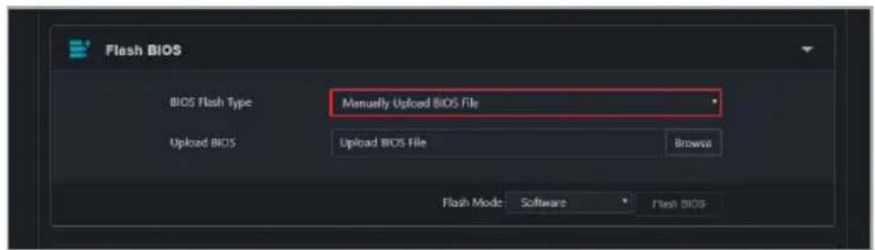 ASUS Pro WS X570-ACE - Select Manually Upload BIOS File in the BIOS Flash Type field. - 2