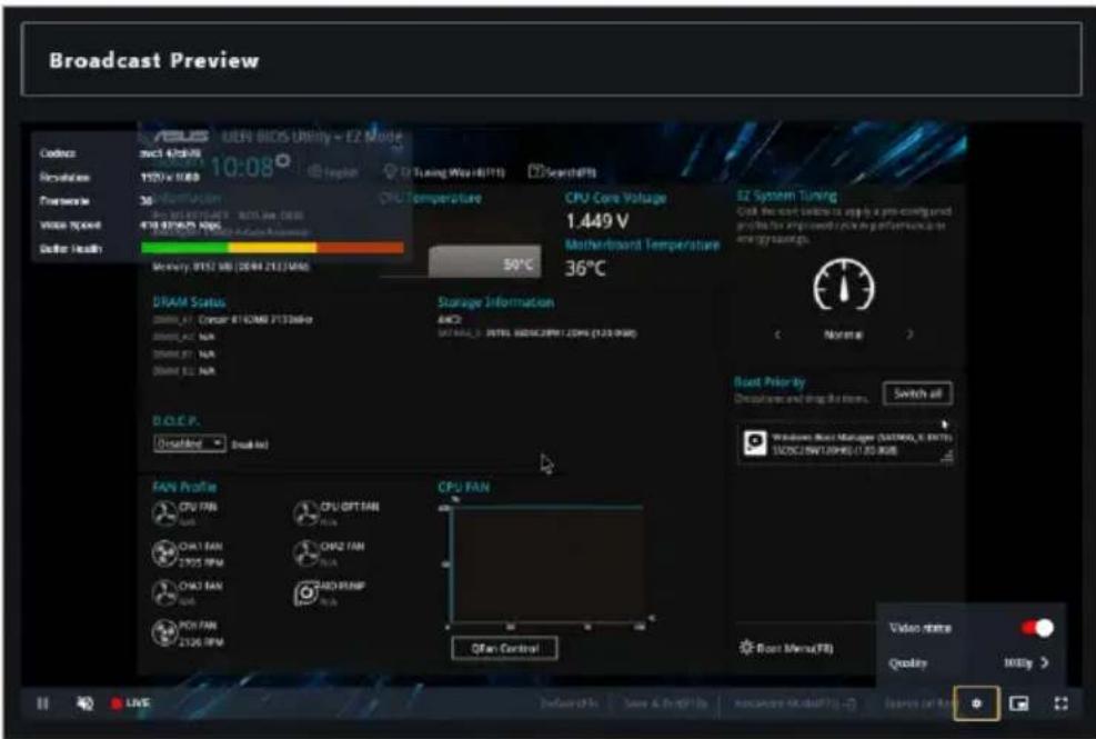 ASUS Pro WS X570-ACE - Starting or stopping a broadcast - 1