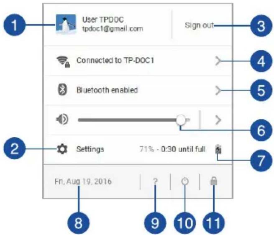 ASUS Chromebook C523 - Uvnitř stavové oblasti - 1