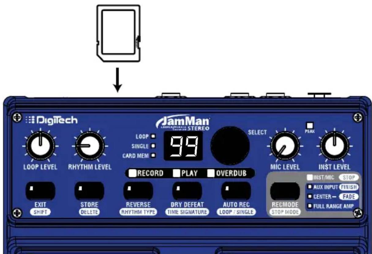 DIGITECH JamMan Stereo - Using Optional SD/SDHC Memory Cards - 1