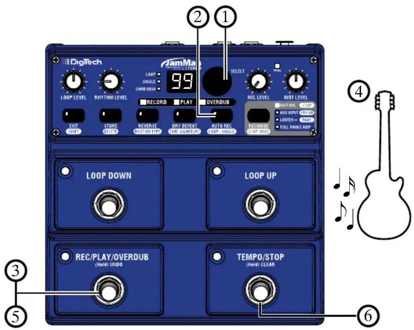 DIGITECH JamMan Stereo - Recording a Loop Using Auto Record - 1