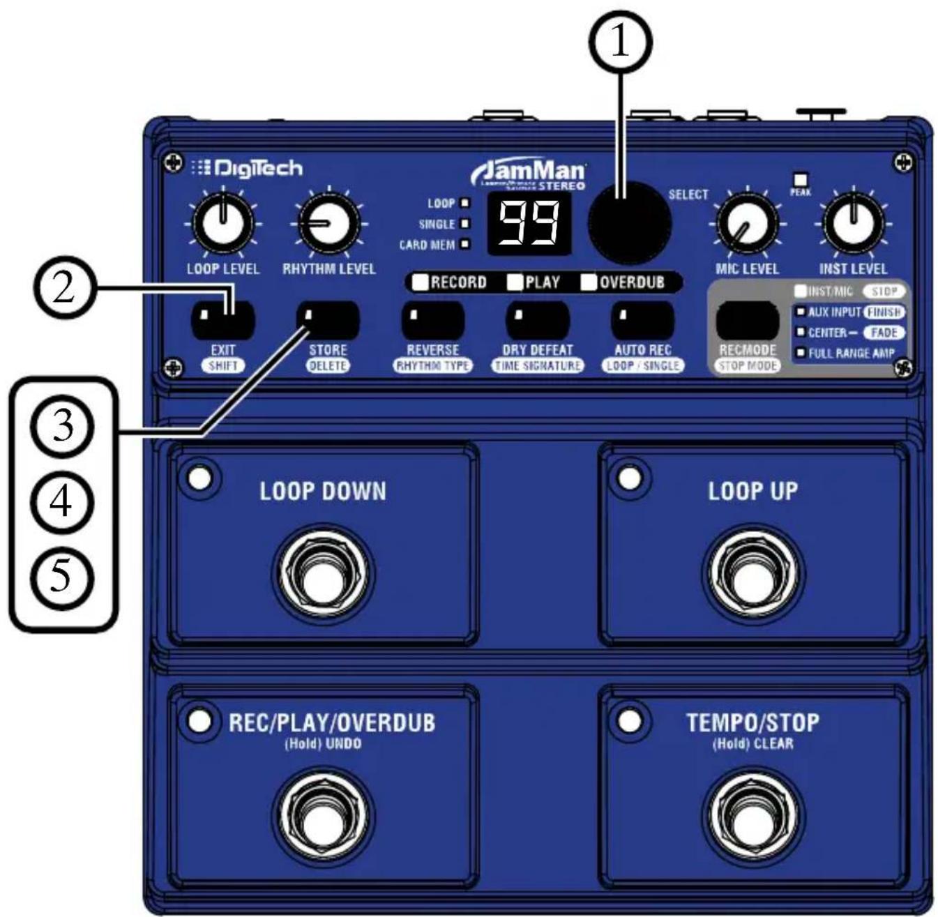 DIGITECH JamMan Stereo - Erase All Loops - Internal Memory - 1