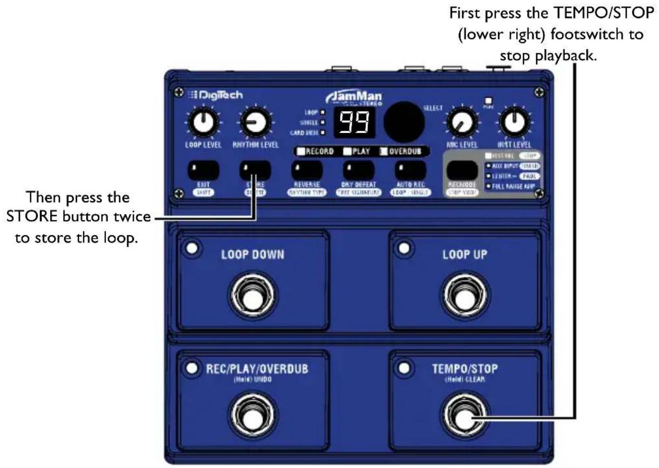 DIGITECH JamMan Stereo - Stop Playback/Store the Loop - 1