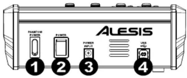 PHANTOM POWER POWER POWER INPUT ALESIS 1 2 3 4