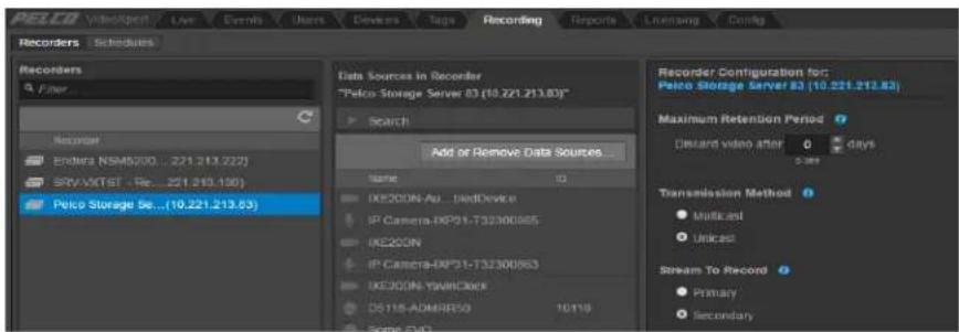 Pelco VideoXpert - Configuring VideoXpert Storage Recorders - 1
