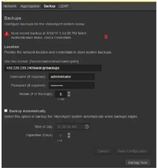 Pelco VideoXpert - Backing Up VideoXpert - 1