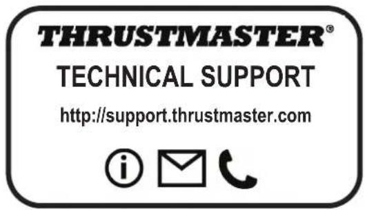 THRUSTMASTER® TECHNICAL SUPPORT http://support.thrustmaster.com i Email C