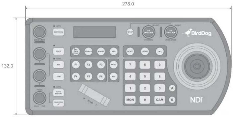 BirdDog PTZ Keyboard - PTZ Keyboard Dimensions - 2