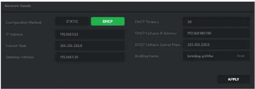 BirdDog PTZ Keyboard - Network Details - 1