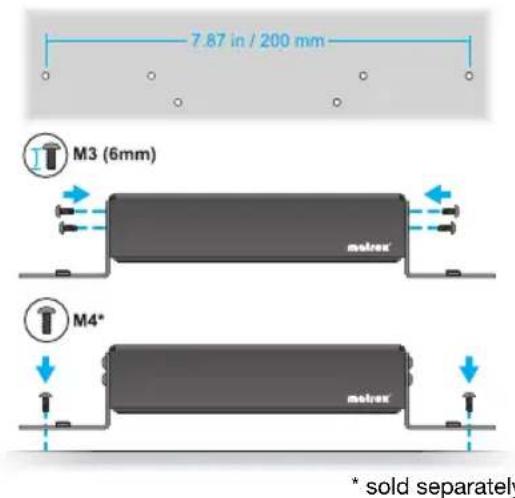 7.87 in / 200 mm M3 (6mm) molex M4* molex * sold separately
