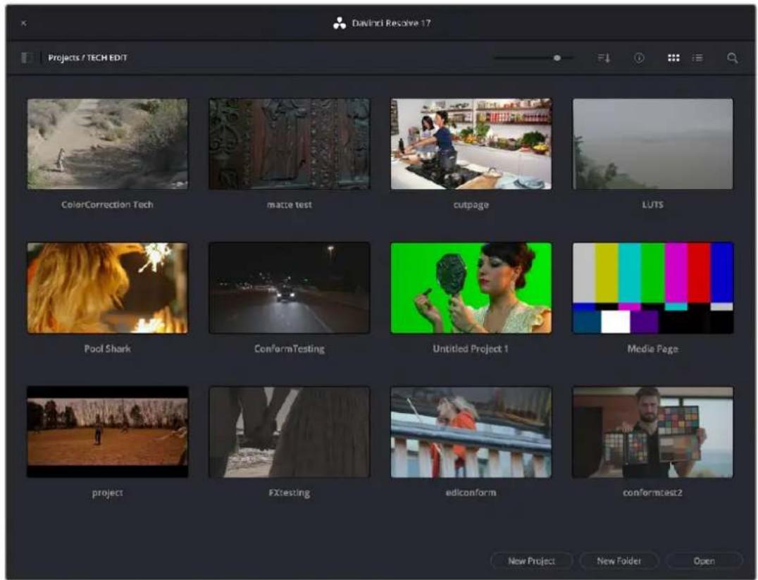 Davinci Resolve 17 Projects / TECH EDIT ColorCorrection Tech matte test cutpage LUTS Pool Shark ConformTesting Untitled Project 1 Media Page project FXtesting adiconform conformcast2 New Project New Folder Open