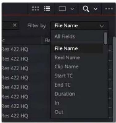 File Name All Fields File Name Reel Name Clip Name Start TC End TC Duration In Out