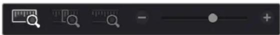 User interface toolbar with zoom and progress icons, including measurement and control buttons