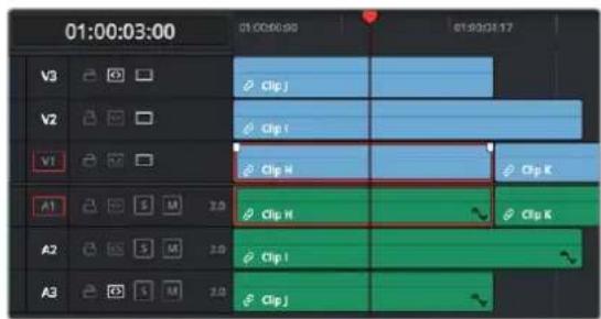 01:00:03:00 01:00:06:00 01:00:03:17 V3 Clip J V2 Clip I V1 Clip H Clip K A1 Clip H Clip K A2 Clip I A3 Clip J
