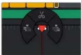 Diagram of a mechanical device with labeled parts and directional arrows, likely indicating tool or component positioning.