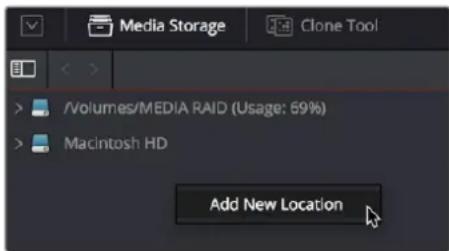 /Volumes/MEDIA RAID (Usage: 69%) Macintosh HD Add New Location