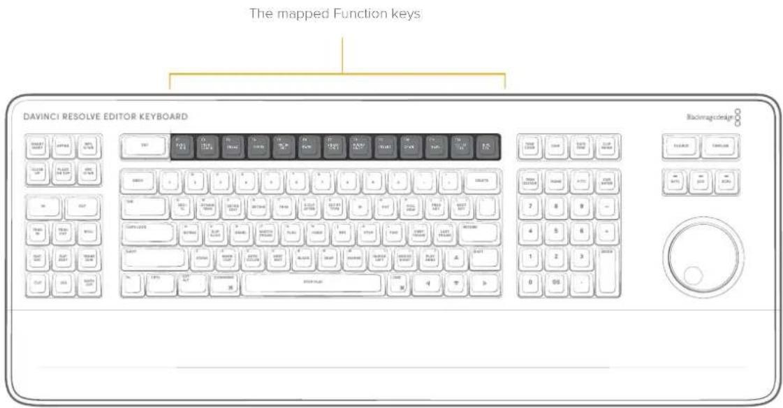 The mapped Function keys DAVINCI RESOLVE EDITOR KEYBOARD Racogage design