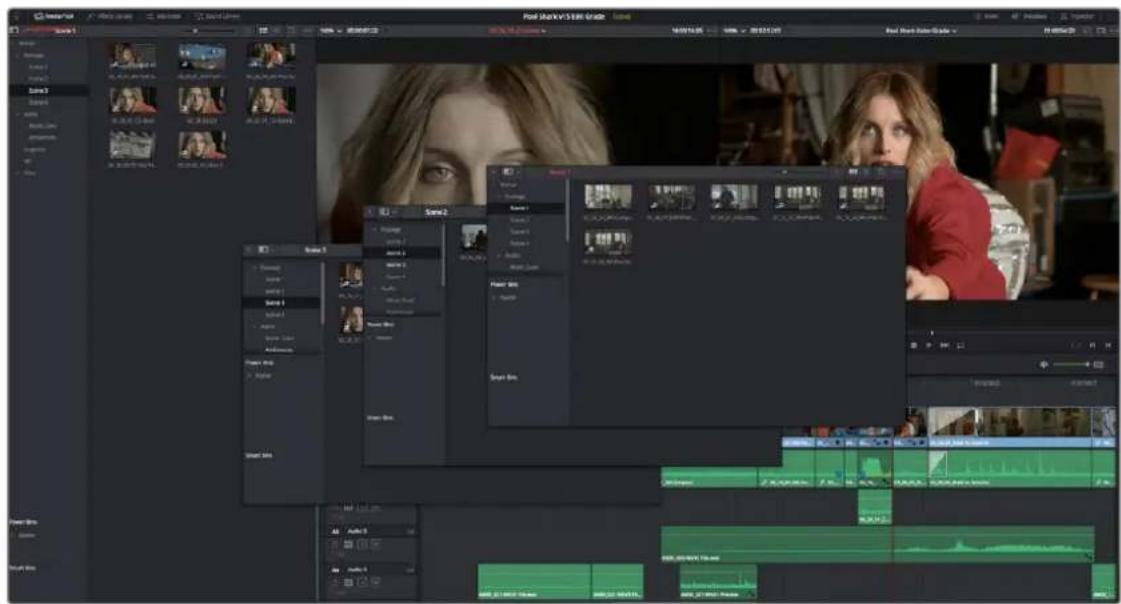 Screenshot of a video editing software interface showing multiple video and audio tracks with clips labeled 'Scene 1' to 'Scene 5'.