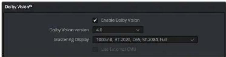 Dolby Vision™ Enable Dolby Vision Dolby Vision version 4.0 Mastering Display 1000-nit; BT.2020, D65, ST.2084, Full Use External CMU