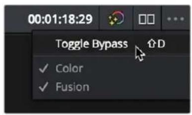 00:01:18:29 Toggle Bypass ↑D ✓ Color ✓ Fusion