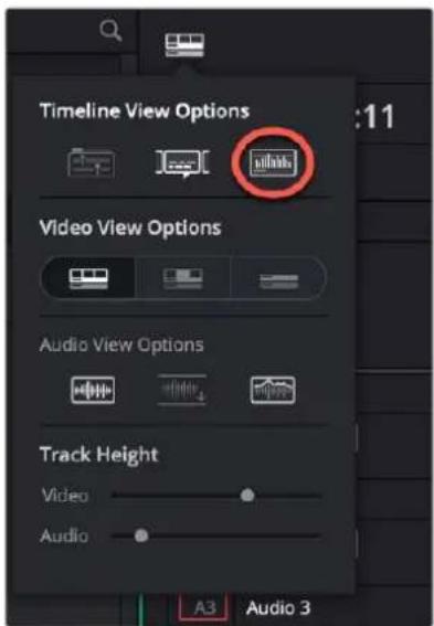 Timeline View Options Video View Options Audio View Options Track Height Video Audio A3 Audio 3