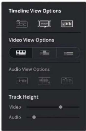 Timeline View Options Video View Options Audio View Options Track Height Video Audio